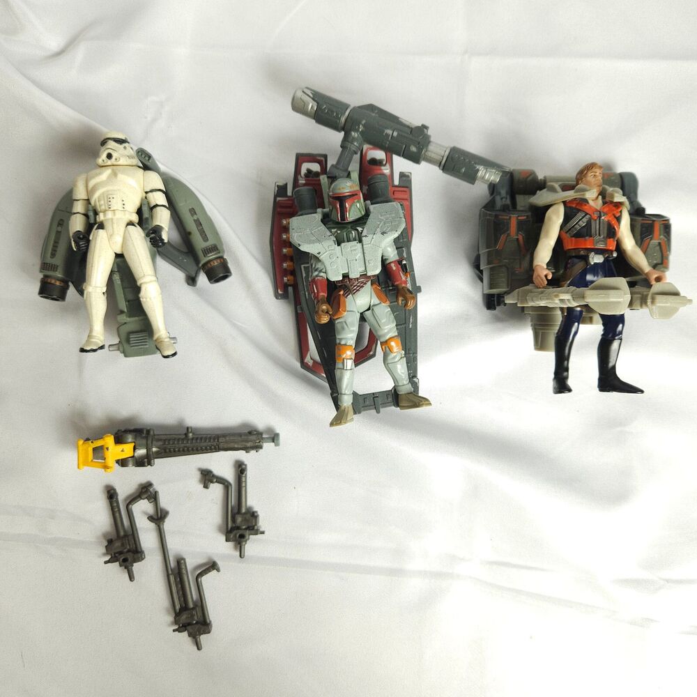 VTG‎ 90s Star Wars Kenner Stormtrooper Boba Fett Han Solo Action Figures Toys